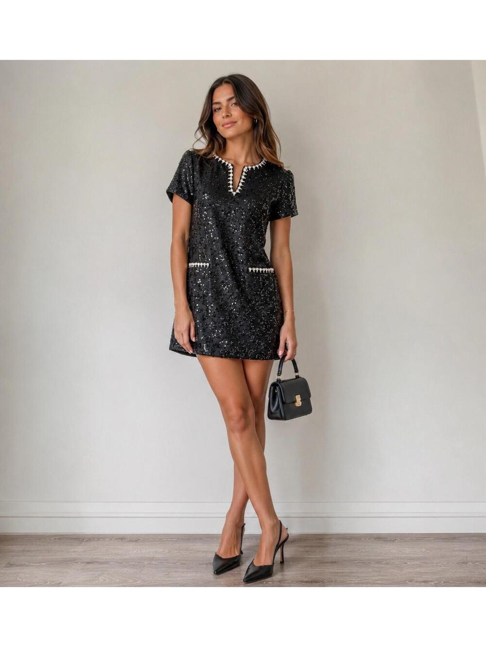 Eliza J Crystal Trim Sequin Cocktail Dress Sz 18 NWT